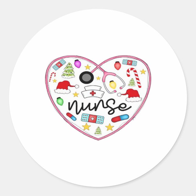Nurse Heart, Halloween Oversized T-Shirt Classic Round Sticker (Front)