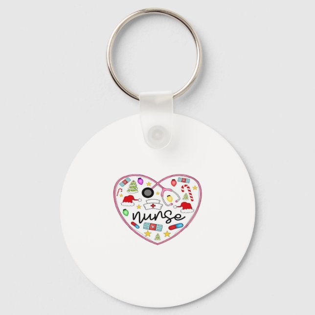 Nurse Heart, Halloween Oversized T-Shirt Keychain (Front)