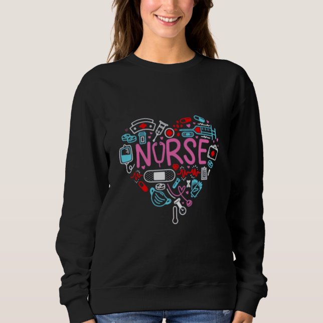 Nurse Heart Illustration Sweatshirt (Front)