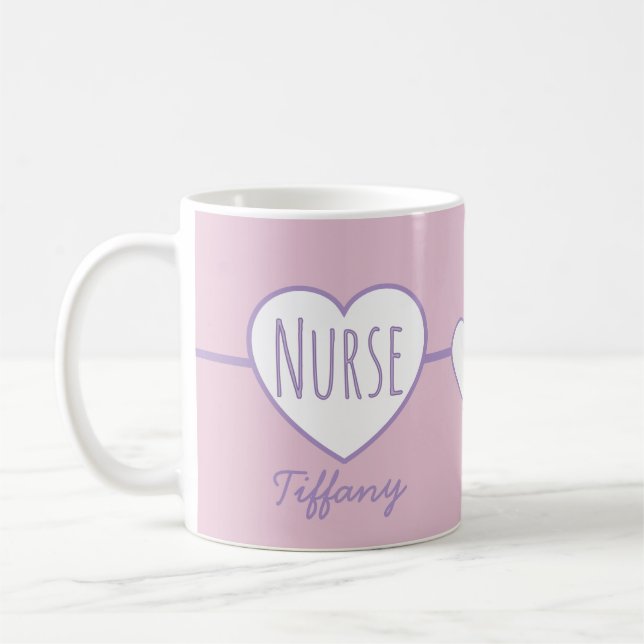 Nurse Heart Pink and Purple coffee mug (Left)