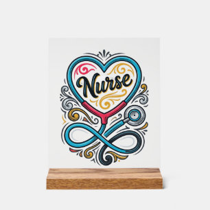 Nurse Heart Stethoscope Vintage Engraving Design_1 Acrylic Sign