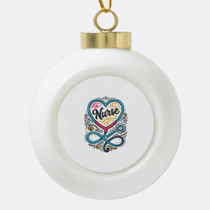 Nurse Heart Stethoscope Vintage Engraving Design_1 Ceramic Ball Christmas Ornament