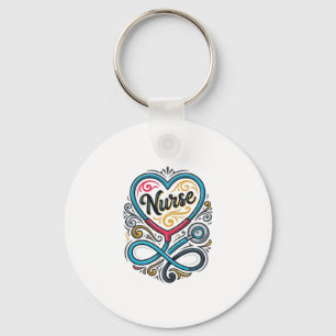 Nurse Heart Stethoscope Vintage Engraving Design_1 Keychain
