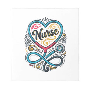 Nurse Heart Stethoscope Vintage Engraving Design_1 Notepad