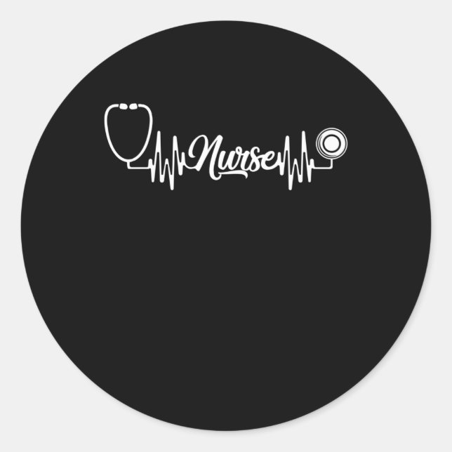 Nurse Heartbeat Nursing Classic Round Sticker (Front)