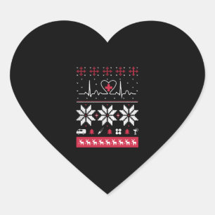 Nurse heartbeat - Ugly Christmas sweater Heart Sticker