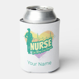 Nurse Heartbeat Vintage Graduation Nursing School Can Cooler