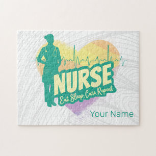 Nurse Heartbeat Vintage Graduation Nursing School Jigsaw Puzzle
