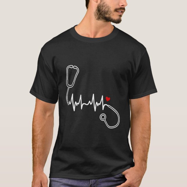 Nurse Hebeat Nurse Stethoscope He T-Shirt (Front)