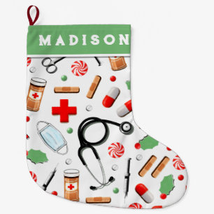 Nurse Holiday Gift Large Christmas Stocking