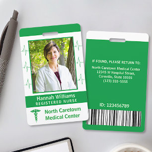Nurse Hospital Employee Custom Photo Logo Bar Code Badge