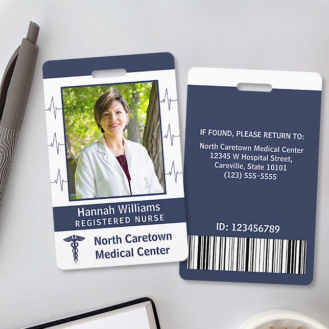 Nurse Hospital Employee Photo Logo Bar Code Custom Badge (Creator Uploaded)