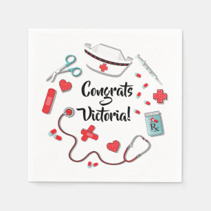 Nurse icons graduation party napkins
