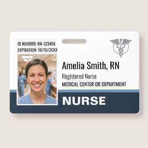 Nurse ID Badge Photo Logo Modern Gray Template