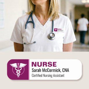 Nurse ID Name Tag Custom Colour Logo Employee Berr