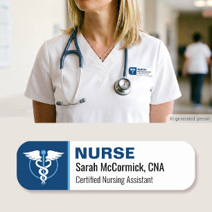 Nurse ID Name Tag Custom Colour Logo Employee Blue