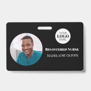 Nurse ID Photo Black Simple Logo Badge
