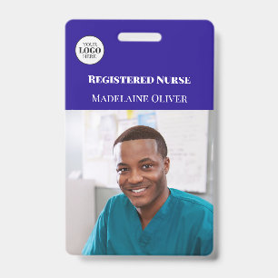 Nurse ID Photo Blue Simple Logo Badge