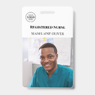 Nurse ID Photo White Simple Logo Badge
