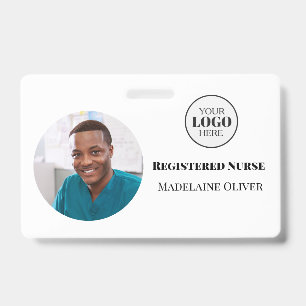 Nurse ID Photo White Simple Logo Badge