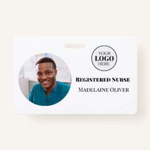 Nurse ID Photo White Simple Logo Badge