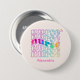 "Nurse" in Elegant Rainbow Colours 3 Inch Round Button