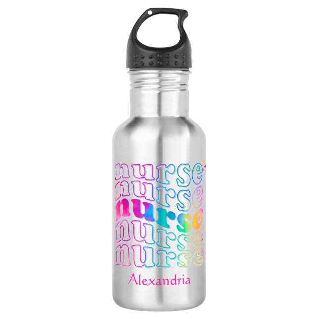 "Nurse" in Elegant Rainbow Colours 532 Ml Water Bottle (Front)