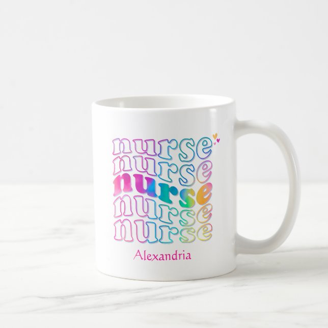 "Nurse" in Elegant Rainbow Colours Coffee Mug (Right)