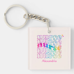 "Nurse" in Elegant Rainbow Colours Keychain