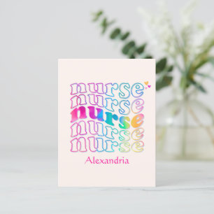 "Nurse" in Elegant Rainbow Colours Postcard
