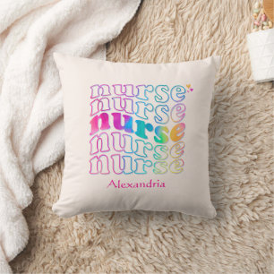 "Nurse" in Elegant Rainbow Colours Throw Pillow