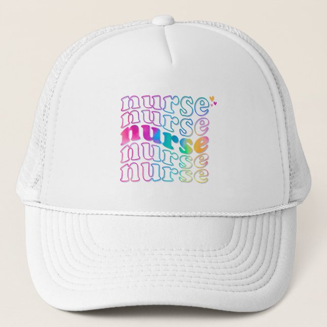 "Nurse" in Elegant Rainbow Colours Trucker Hat (Front)