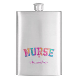 "Nurse" in Elegant Rainbow Colours Vibrant & Hip Flask