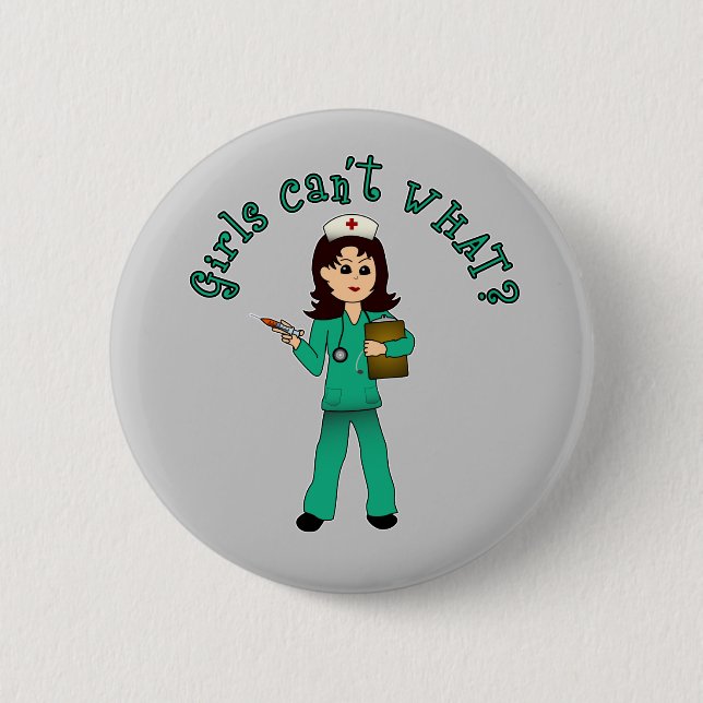 Nurse in Green Scrubs (Light) 2 Inch Round Button (Front)
