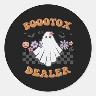 Nurse Injector Halloween Retro Botox Dealer Ghost  Classic Round Sticker