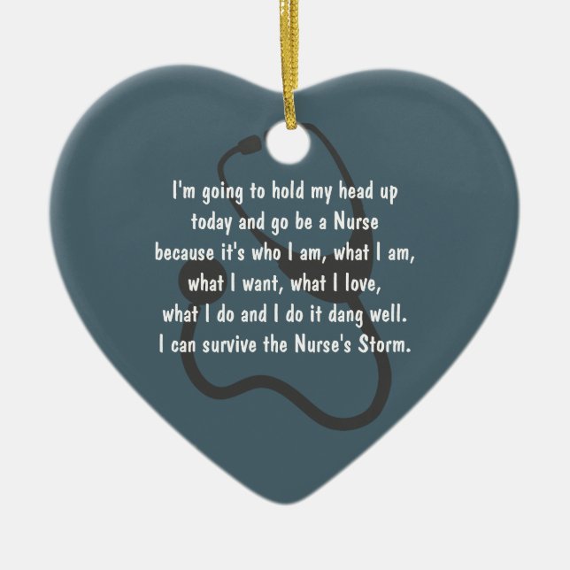 Nurse Inspirational Heart Christmas Gift  Ceramic Ornament (Front)