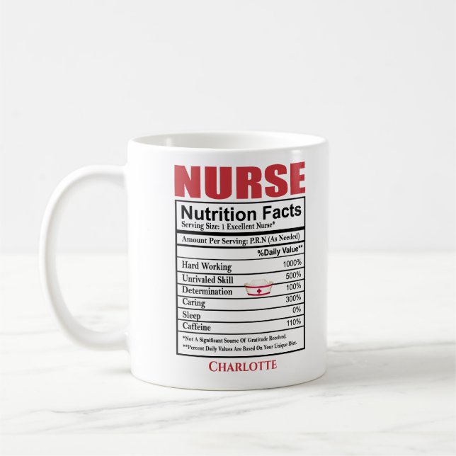 Nurse Inspiring Nutrition Facts Coffee Mug (Left)