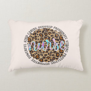 "Nurse" & Inspiring Traits - Leopard Print Accent Pillow