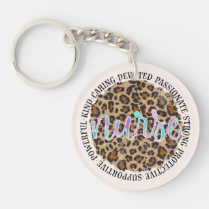 "Nurse" & Inspiring Traits - Leopard Print Keychain