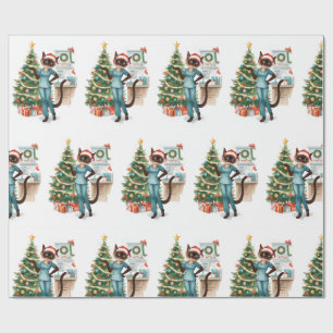Nurse is decorating Christmas tree in hospital Wrapping Paper