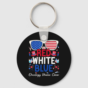 Nurse July 4th Red White Blue Oncology Nurse Crew Keychain