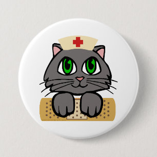 Nurse Kitten 3 Inch Round Button
