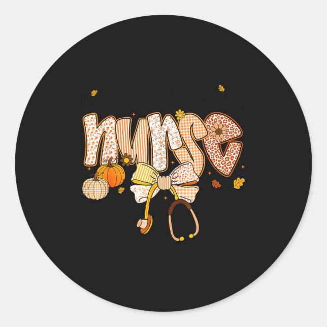 Nurse Labor And Delivery Coquette Fall Pumpkin Tha Classic Round Sticker (Front)