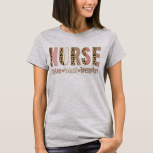 Nurse Leopard Love Heal Inspire T-Shirt