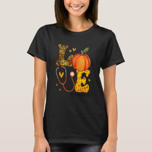Nurse Leopard Pumpkin Thanksgiving Love Cardiac Nu T-Shirt