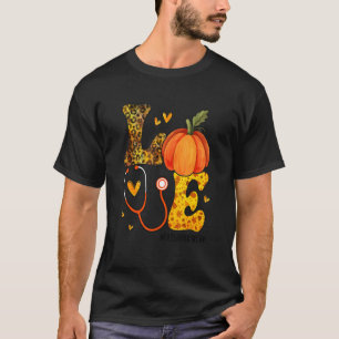 Nurse Leopard Pumpkin Thanksgiving Love Ortho Nurs T-Shirt