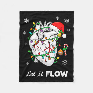 Nurse Let It Flow Anatomy Heart Cardiac Christmas Fleece Blanket