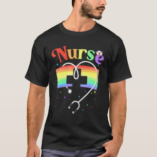 Nurse Lgbtq Gay Pride Rainbow Flag Registered Nurs T-Shirt