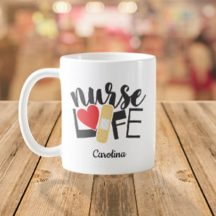 Nurse Life Bandage Heart Nursing School Name Coffee Mug