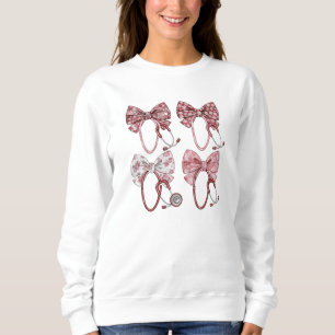 Nurse Life Bow and Stethoscope Patterned Gift Sweatshirt